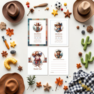 Carte Conseil Baby shower rustique Little Cowboy