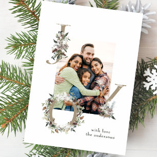Cartes Pour Fêtes Annuelles Festif Noël Floral Alphabet JOY Photo