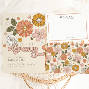 Invitation Obtenons Super Retro Boho Floral Girls Anniversair