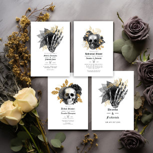 Invitation Code QR Mariage gothique noir et or