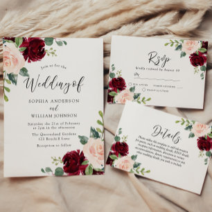 Invitation Perfection Blush : Mariage floral en marbre aquare