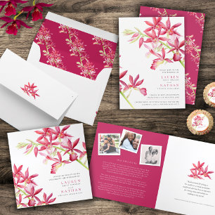 Mariage rouge orchidée détails pratiques carte de 