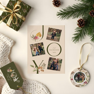 Cartes Pour Fêtes Annuelles Joie Peace Love Aquarelle Woodsy Mushrooms Photo