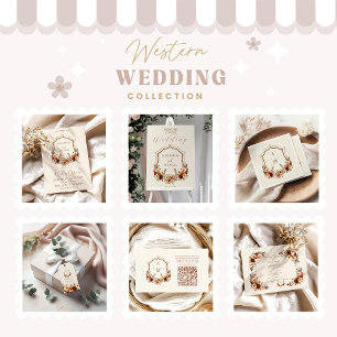 Western Crest Country Bohemian Floral Menu Mariage