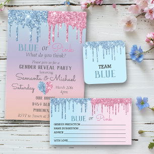 Carte D'accompagnement Révéler le genre Prédictions Bleu rose Parties sci