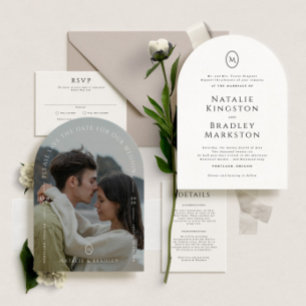 Invitation Kingston Elegant Monogram Typographie Mariage