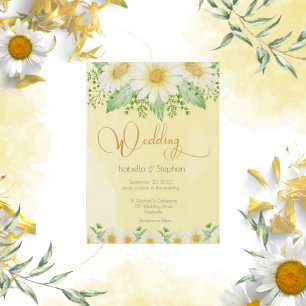 Invitation Mariage Jaune aux marguerites blanches