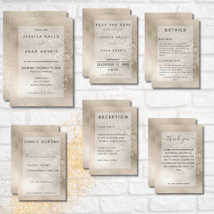 Carte De Remerciements Champagne Gold Parties scintillant Mariage moderne