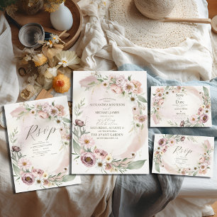 Cartons Réponse Fleur sauvage Mariage Boho Pays Floral