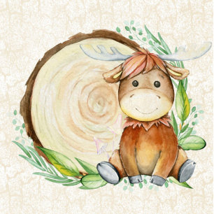 Invitation Baby shower d'aquarelle mignonne d'orignal