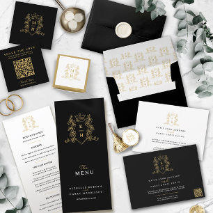 Invitation Tout En Un Mariage noir couronne d'or monographie photo