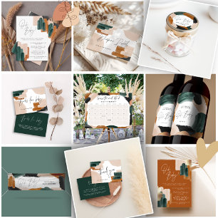 Prospectus 11,4 Cm X 14,2 Cm Aquarelle verte en terre cuite baby shower flyer