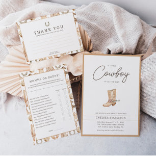 Invitation Little Cowboy Baby shower moderne de rodéo occiden