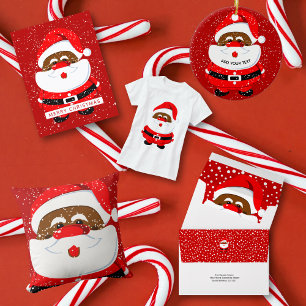 Cartes Pour Fêtes Annuelles Photo rouge de Noël du Père Noël africain-américai