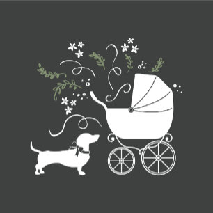 Invitation Dachshund Weiner Baby shower chien genre neutre