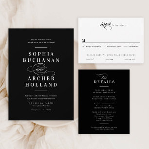 Papier Élégant Black and White Budget Invitations de mari
