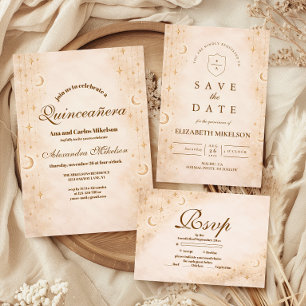 Save The Date Lune et Étoiles Intemporelles Quinceañera