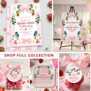 Serviette En Papier Fraise 1er Berry Sweet Affiche de bienvenue d'anni