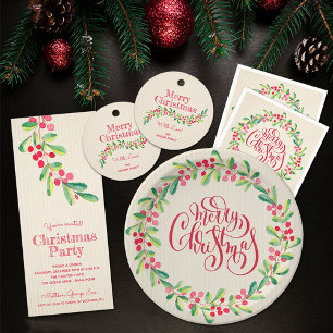 Cartes Pour Fêtes Annuelles Berries Green Wreath Christmas Photo