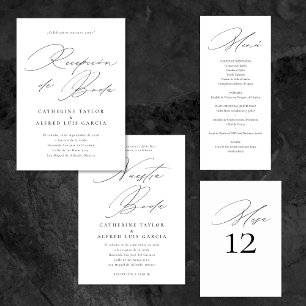 Menu Tarjeta de Menú de Boda Elegante Caligrafía