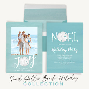 Invitation Aquarelle de vacances Sable Turquoise Dollar QR Co