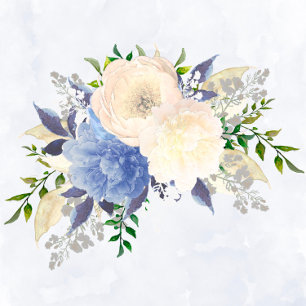 Invitation Pale Jaune Dusty Bleu Mariage de pivoine botanique