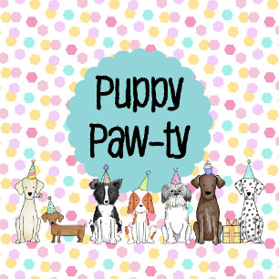 Chien chiot fille Anniversaire Pawty Invitation