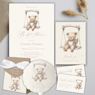 Carte D'accompagnement Baby shower minimaliste de l'ours en peluche Raffi