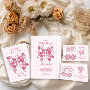 Carte D'accompagnement Diappeur de Baby shower Retro Rose Bow Girl