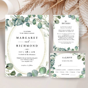 Eucalyptus Foliage Elégant Vert Menu Mariage