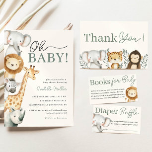 Carte D'accompagnement Green Jungle Safari Animaux Livres Pour Bébé