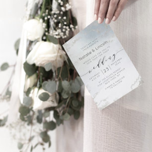 Invitation Mariage Ombre Dusty Blue Frosted Silver Foil Luxe