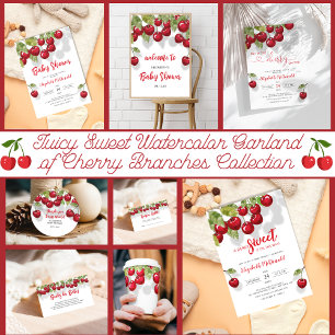 Invitation Aquarelle Berry Sweet Cherry Baby shower