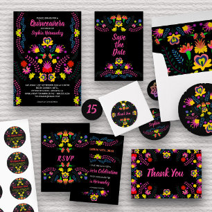 Save The Date Fête mexicaine Floral noir