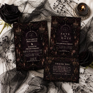Romantische Whimsy Goth Trouwdag Kaart