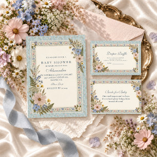 Invitation Baby Shower Fleur Pressée