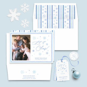 Sticker Rond Let It Snow Blue Snowflakes Adresse de retour
