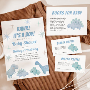 Invitation Baby shower Boy Dinosaur