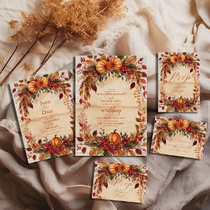 Carte D'accompagnement Automne Floral Citrouille Rustic