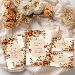 Serviette En Papier Fête des mariées de fleurs en terre cuite rouille