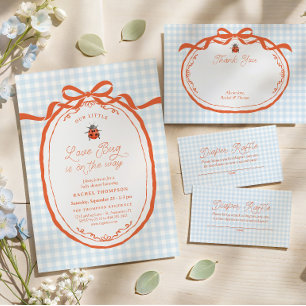 Invitation Une petite coccinelle d'amour en route Gingham Bab