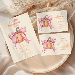Invitation Baby shower de Citrouille Retro Pink Bow