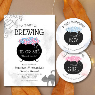 Sticker Rond Team Girl Halloween Baby est en train de brasser G