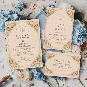 Invitation Mariage Classique de Rose Rouge Foncé sous Arche