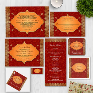 Invitation Mariage de cadre indien de bordure dorée