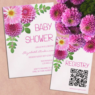 Invitation Baby shower fille rose violet Dahlia