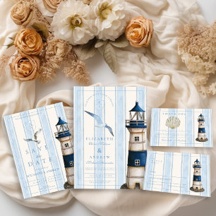 Invitation Mariage phare nautique aquarelle