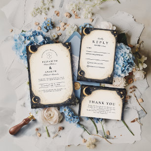 Carte De Remerciements Mariage Jardin Céleste de Minuit