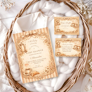 Vintage Café Baby Shower Kaart