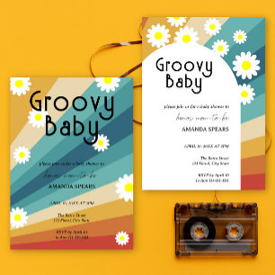 Invitation Baby shower de marguerite rétro pour bébé super